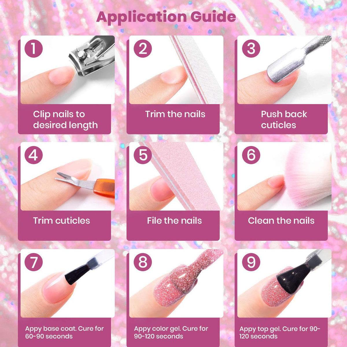 RARJSM Diamond Pink Glitter Nail Gel Polish,Glitter Gel Nail Polish,Bright Hot Pink Sparkle Nail Gel Soak off Requires Drying Under UV LED Lamp Nail Beauty Art Design Salon DIY Home 1Piece 7.5ML