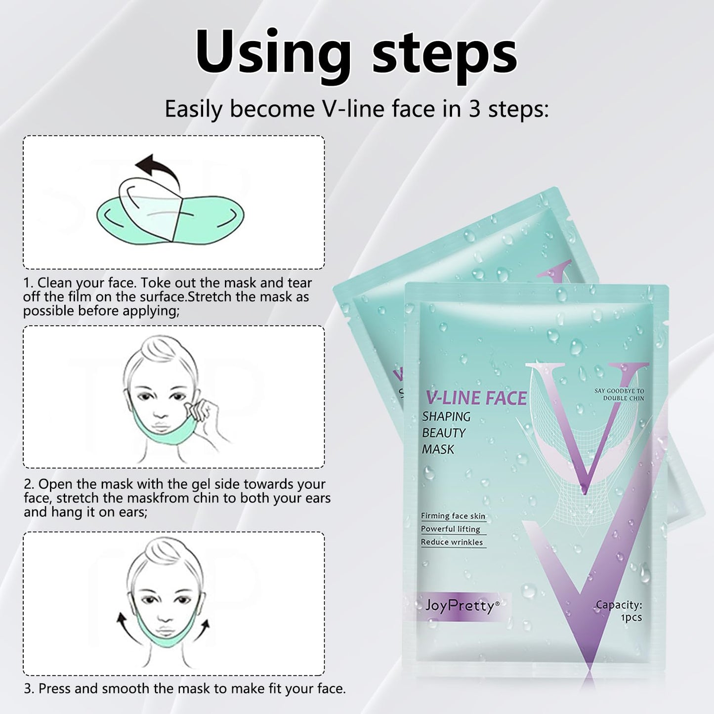 5Pcs V Line Face Lifting Chin Mask, Bloskin Double Chin Mask, Face Lift Tape for Tighten Jawline, Lift Face, Nourish Skin