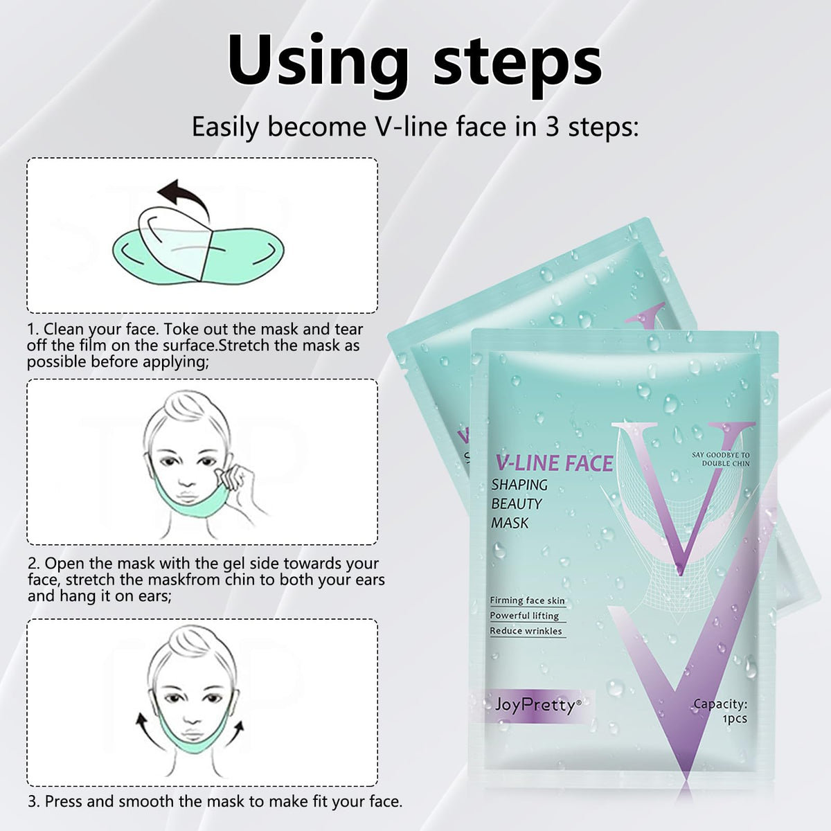 Nadiaen 5Pcs V Line Face Lifting Chin Mask, Bloskin Double Chin Mask, Face Lift Tape for Tighten Jawline, Lift Face, Nourish Skin