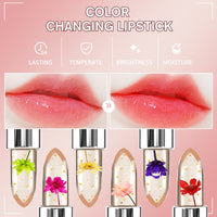 6 Packs Flower Jelly Lipstick Set Magic Temperature Color Change Lip Balm Long Lasting Moisturizer Lip Gloss Flower Jelly Lipstick Makeup Set (Set A)