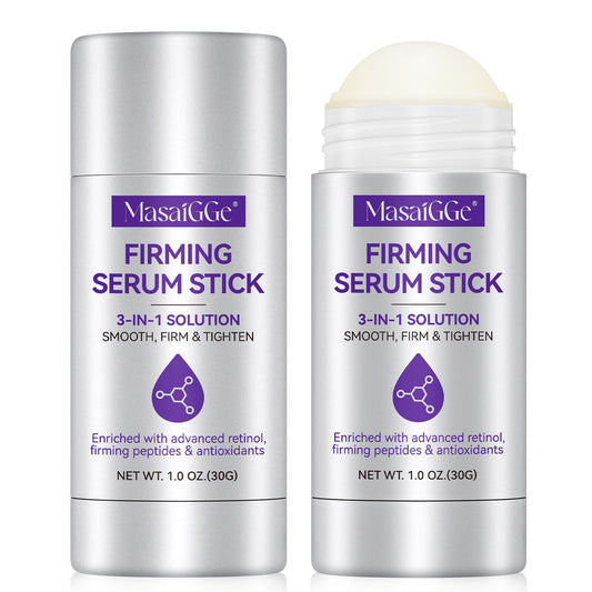 MASAIGGE Retinol Firming Serum Stick, Collagen Peptides Firming Serum Stick, Anti Aging Peptides Cream Stick, Retinol Stick for Tightening Sagging Skin, Reduces Wrinkles & Lines, Improves Skin Elasticity (2PC)