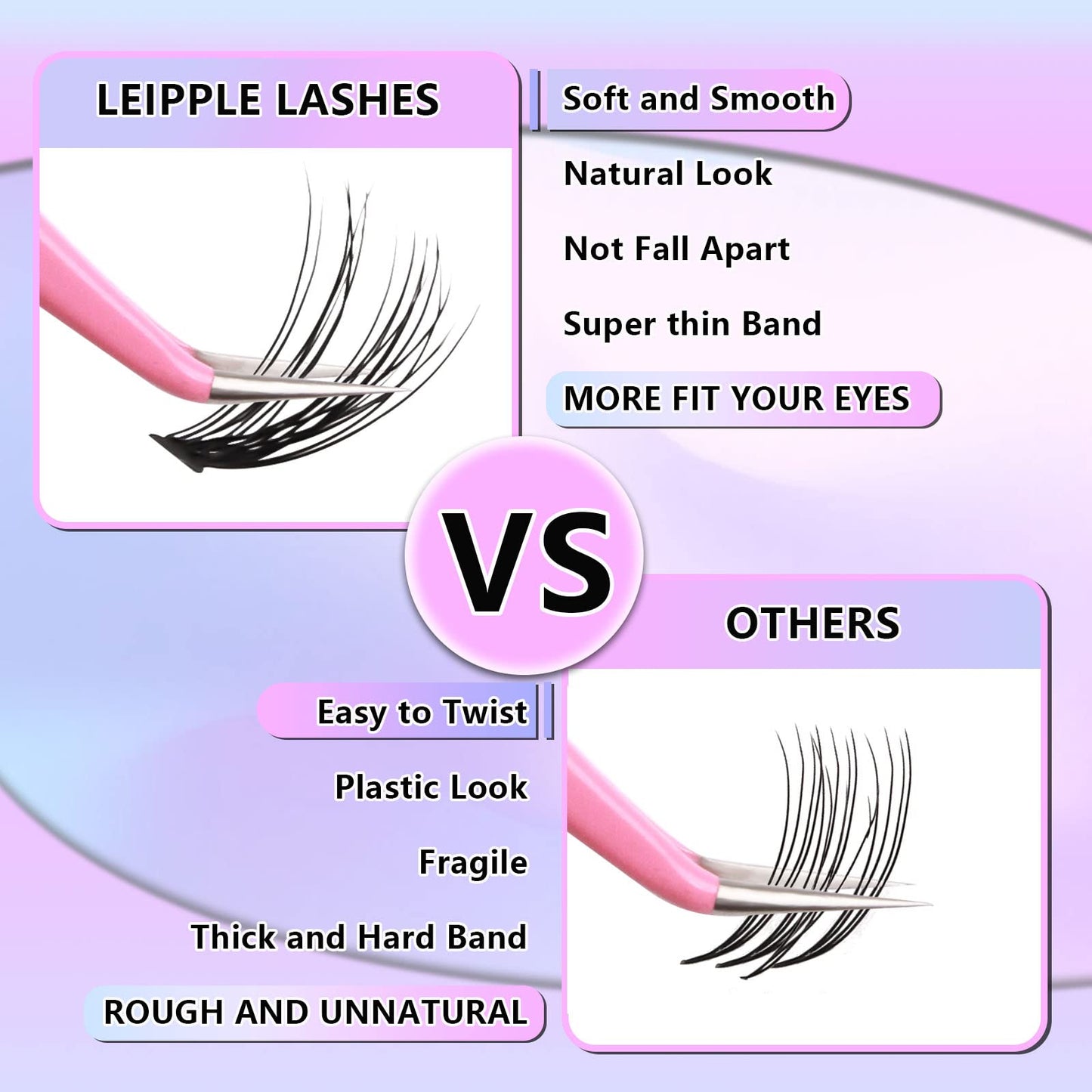 Leipple Lash Clusters,240Pcs 9-14mm Mix Individual Lashes Cluster, 20D
