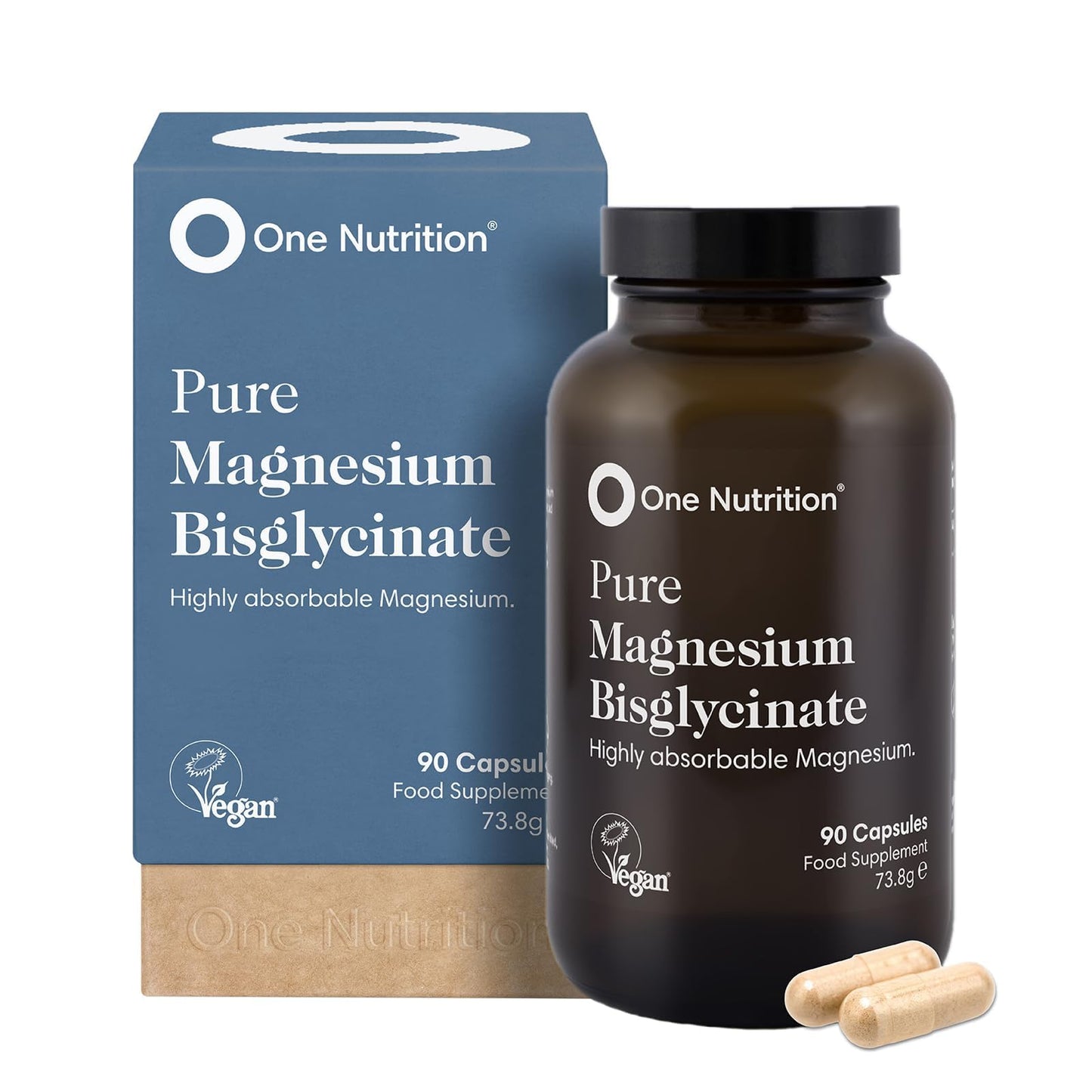 Pure Magnesium Bisglycinate by One Nutrition | High Absorption Magnesium for Sleep, Stress, Heart & Energy Support | 700mg per Capsule | 90 Capsules | 2-Month Supply