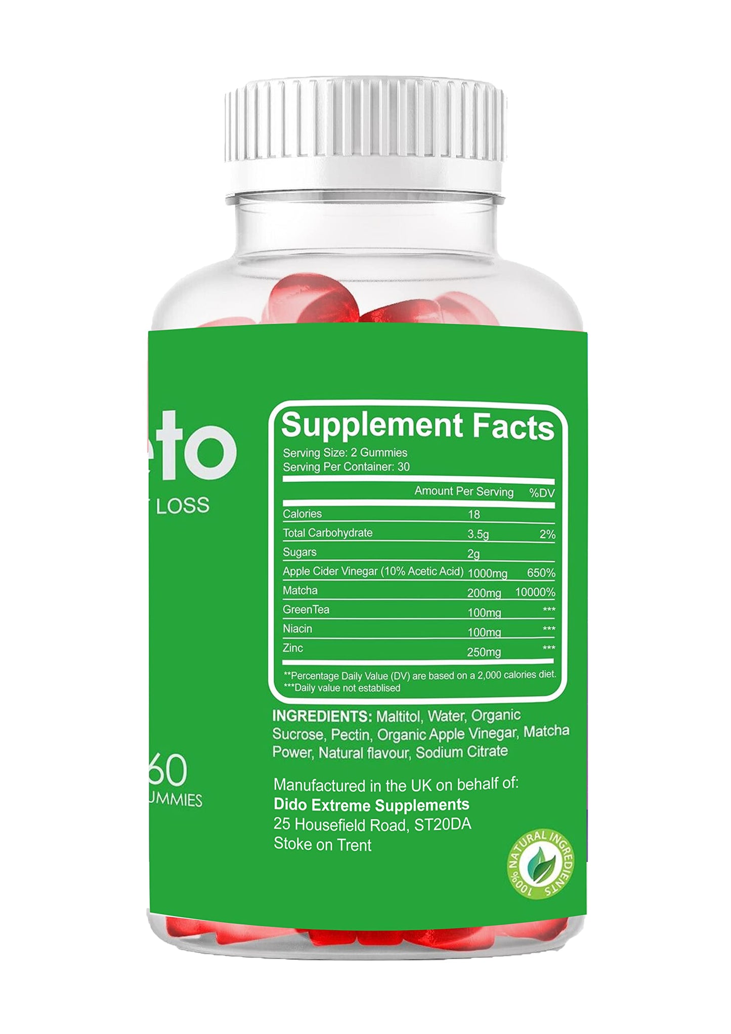 Dido Extreme Supplements ViaKeto - 60 Gummies Original Advanced - Vitamins and Minerals - 1 Month Supply