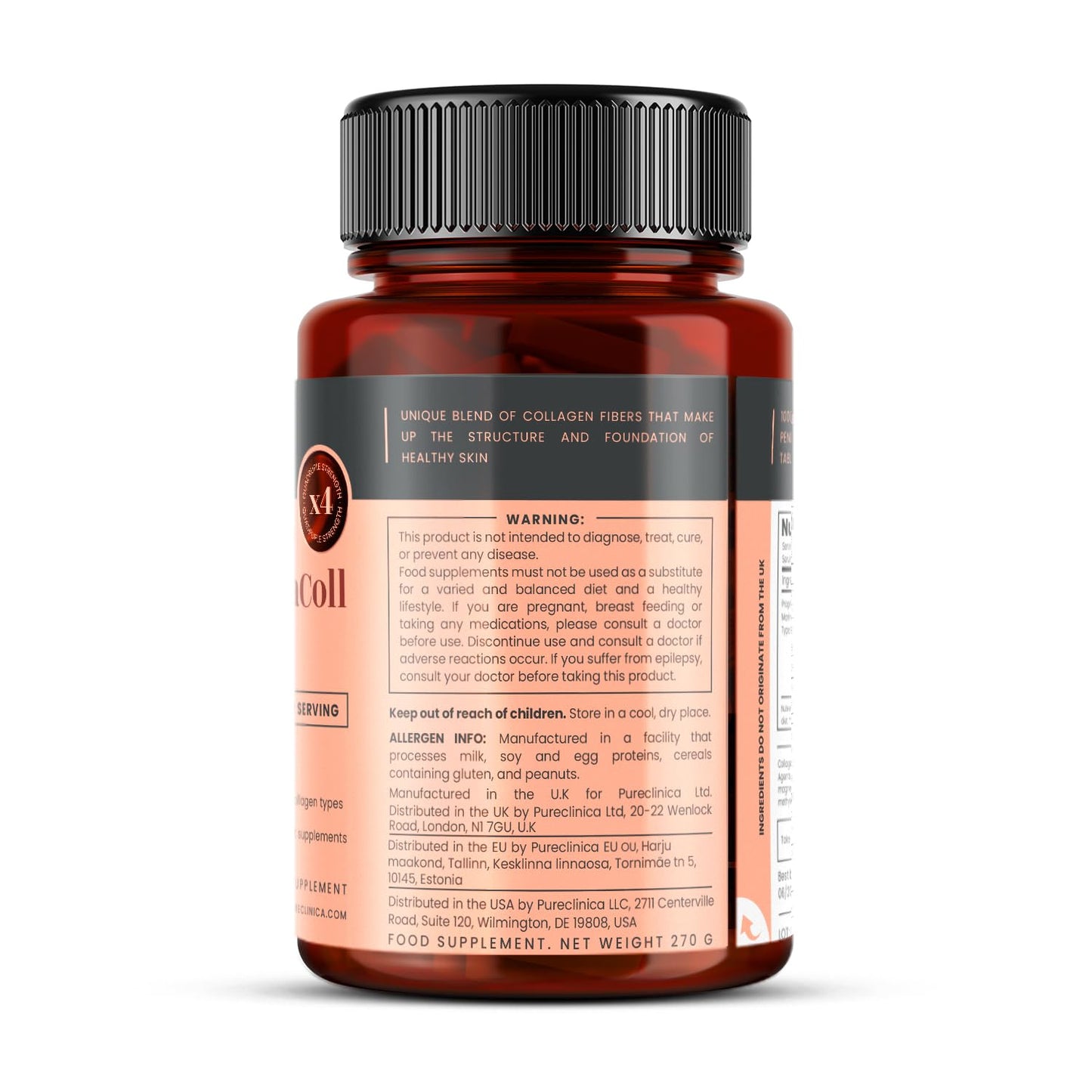Pureclinica UltraColl Marine Collagen 1000mg x 180 Tablets (6 Months Supply). The only Patented Anti-Aging Collagen Types I, II, III, and VII.