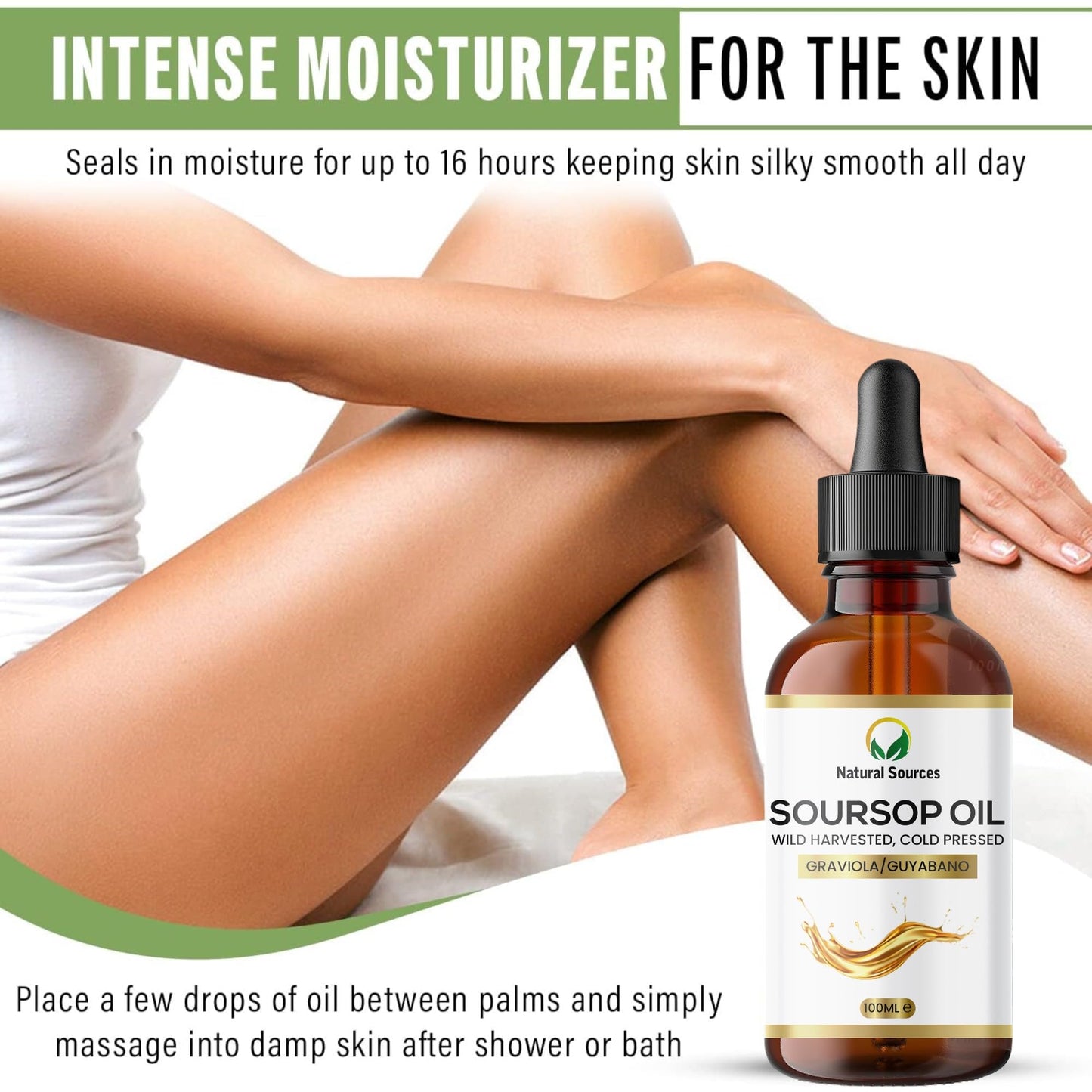 Natural Sources Premium Natural Soursop Oil - Huge 100ml - Cold Pressed/Unrefined -UK poduced-Organically & Ethically sourced from South America - No added ingredients or dilutions. MHRA Certified & Vegan