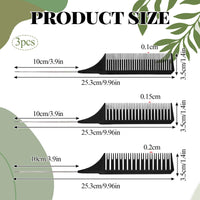 Bansusu 3PCS Tail Comb 3 Different SizesHighlighting Comb Set Plastic Hair Highlighting Comb with Stainless Steel Handles Rat Tail Hair Comb for Men Women Hair Mottling and Dyeing Styling(Black)