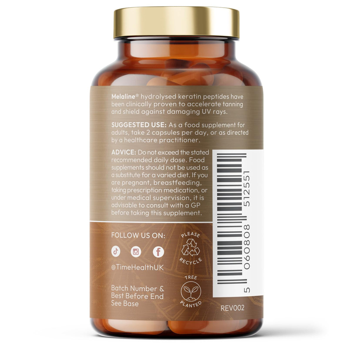 Time Health New: Sun-Kissed - Clinically Proven Tan Accelerator - Darkens Skin By Up to 2.5X - Prolongs Tan - Provides UV Protection - Made with Melaline® - Tanning Supplement - UK Made - Zero Additives