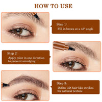 ZoeyShine Waterproof 4-Fork Brow Pen, Smudge-Proof Eyebrow Pencil for Realistic Hair Strokes, Long Wear Brow Marker for Shaping Arches, Filling Gaps and Creating Natural Looking Brows(Light brown)