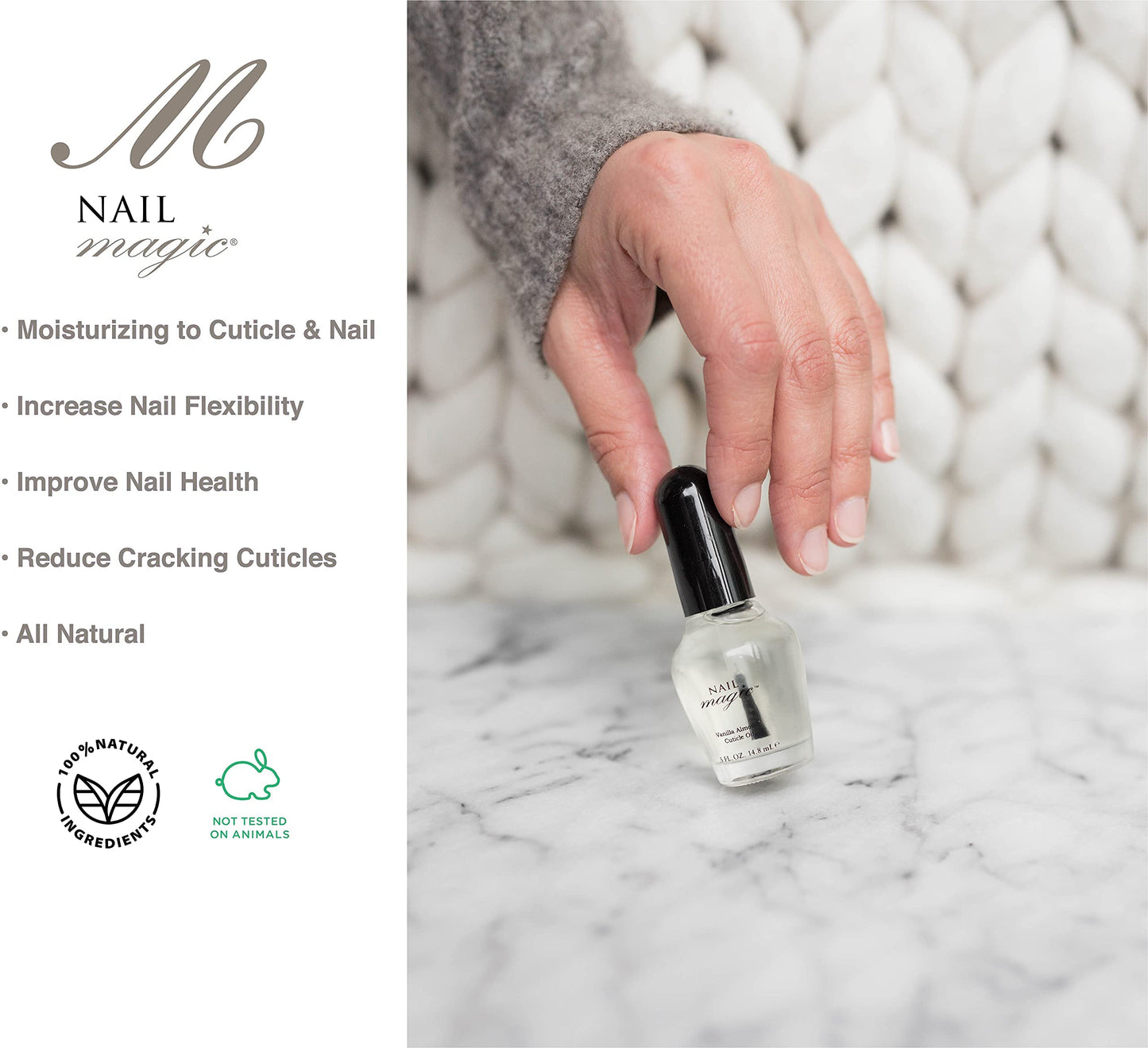 NAIL MAGIC Hand & Cuticle Oil - Vanilla Almond Cuticle Oil, Essential Oils for Nails - Organic, Natural Nail Oil, Nail Repair, Nail Vitamins for Stronger Nails - 0.5 Fluid Ounce