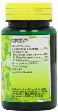 Health Plus Ginkgo 100 Memory Plant Supplement - 60 Tablets