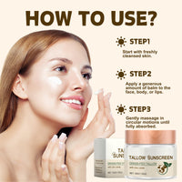 Trendyfave Beef Tallow Sunscreen SPF 50 Deeply Nourishing Organic Grass Fed Beef Tallow Skin Care Tallow Balm Beef Tallow Cream Face Cream For Dry Skin,Natural Skin Barrier, Nourishing Moisturizer