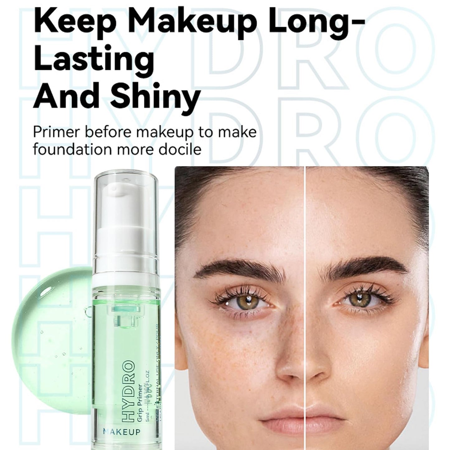 GEEWHILE Face Primer, Hydrating Primer Makeup, Long Lasting Primer Foundation Base, Brightening & Moisturizing Makeup Base, Non-Sticky Non-Greasy Face Grip Primer, Smooth Colour Corrector