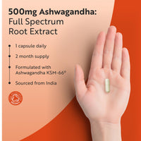 Nutravita Certified Organic Ashwagandha KSM 66® Root Extract - 60 Organic Ashwagandha High Strength Vegan Capsules - 500mg Ashwagandha KSM 66 Powder per Capsule - Herbal Supplements - Made in the UK