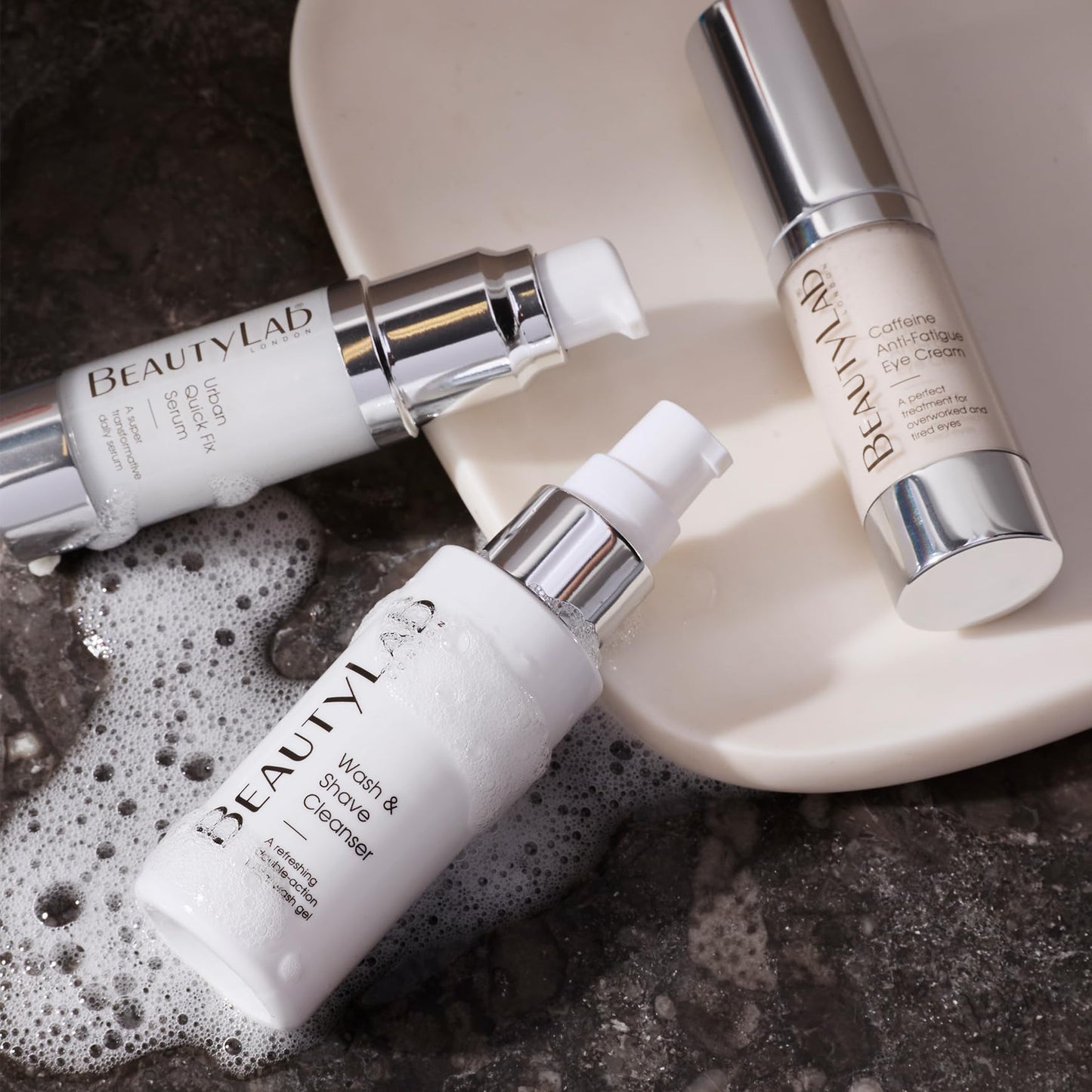 BEAUTYLAB Daily Essentials Gift Set for Men, Wash & Shave Cleanser, Serum, & Eye Cream, 3-Step Routine to Hydrate, Smooth, & Protect Skin, Mens Skincare Gift Set