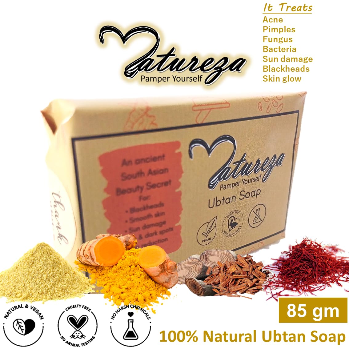 Natureza Organic Handmade Ubtan Sandalwood soap Turmeric soap bar 90g