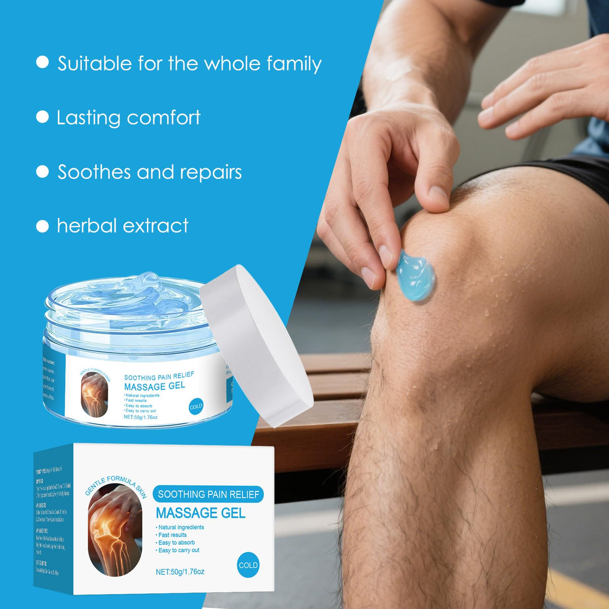 OXGPAL Joint Care Gel for Joint Activities,Soothing Pain Relief Massage Gel,Muscle Recovery Cream,with Deep Penetrating Formula,Long-Lasting Soothing Effect, for Joint Pain Throughout The Body(2PCS/HOT+Cold)