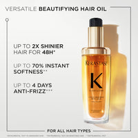 Kérastase Elixir Ultime Hair Oil Refillable, Nourishes Dull Hair, For All Hair Types, Strengthens and Protects Hair From Heat, With Argan and Camellia Oil, L'Huile Originale, 75ml