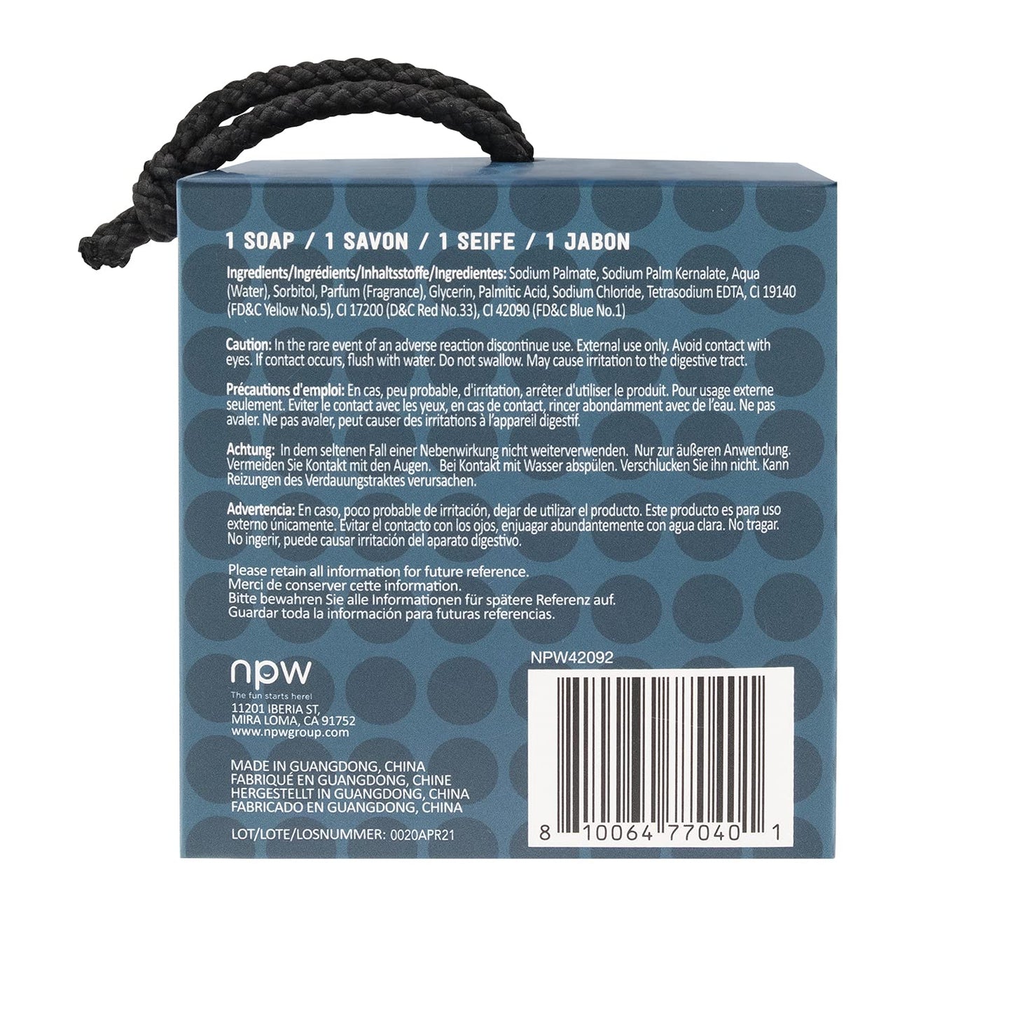 NPW Men's Novelty Soap Bar - Hello Handsome Wash Your Nuts Soap On A Rope For Men