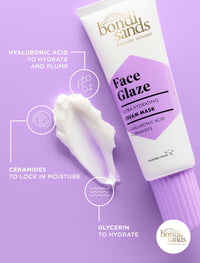 Bondi Sands Face Glaze Hydrating Cream Mask | Enriched with Hyaluronic Acid + Suitable for sensitive skin | Vegan + Cruelty Free |75ml /2.53 Oz