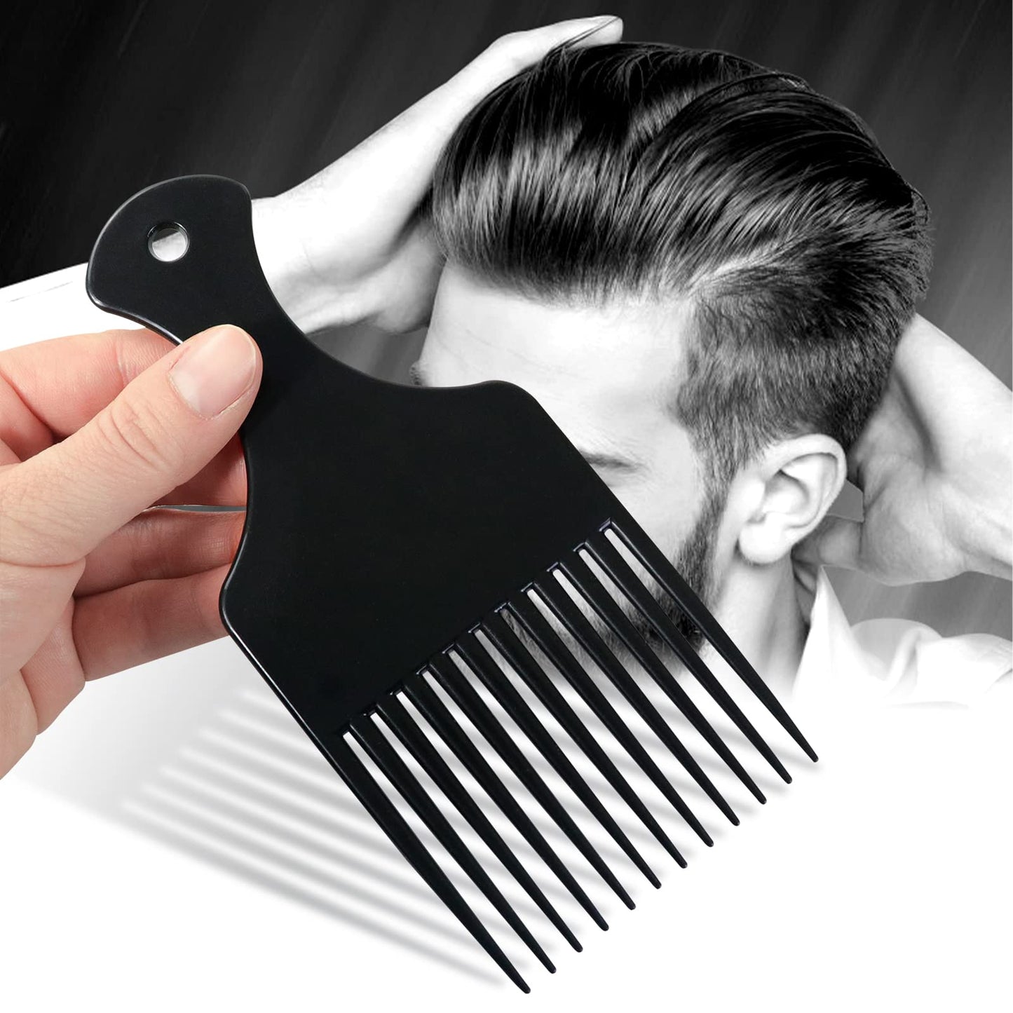 sularpek Sularpek 2 Pcs Afro Hair Comb, Black Plastic Afro Hair Comb Hair, Hair Pick Comb, Smooth & Sturdy Wide Tooth Plastic Afro Pick, for Detangling And Styling, Curly, Wavy, Frizzy And Afro Hair