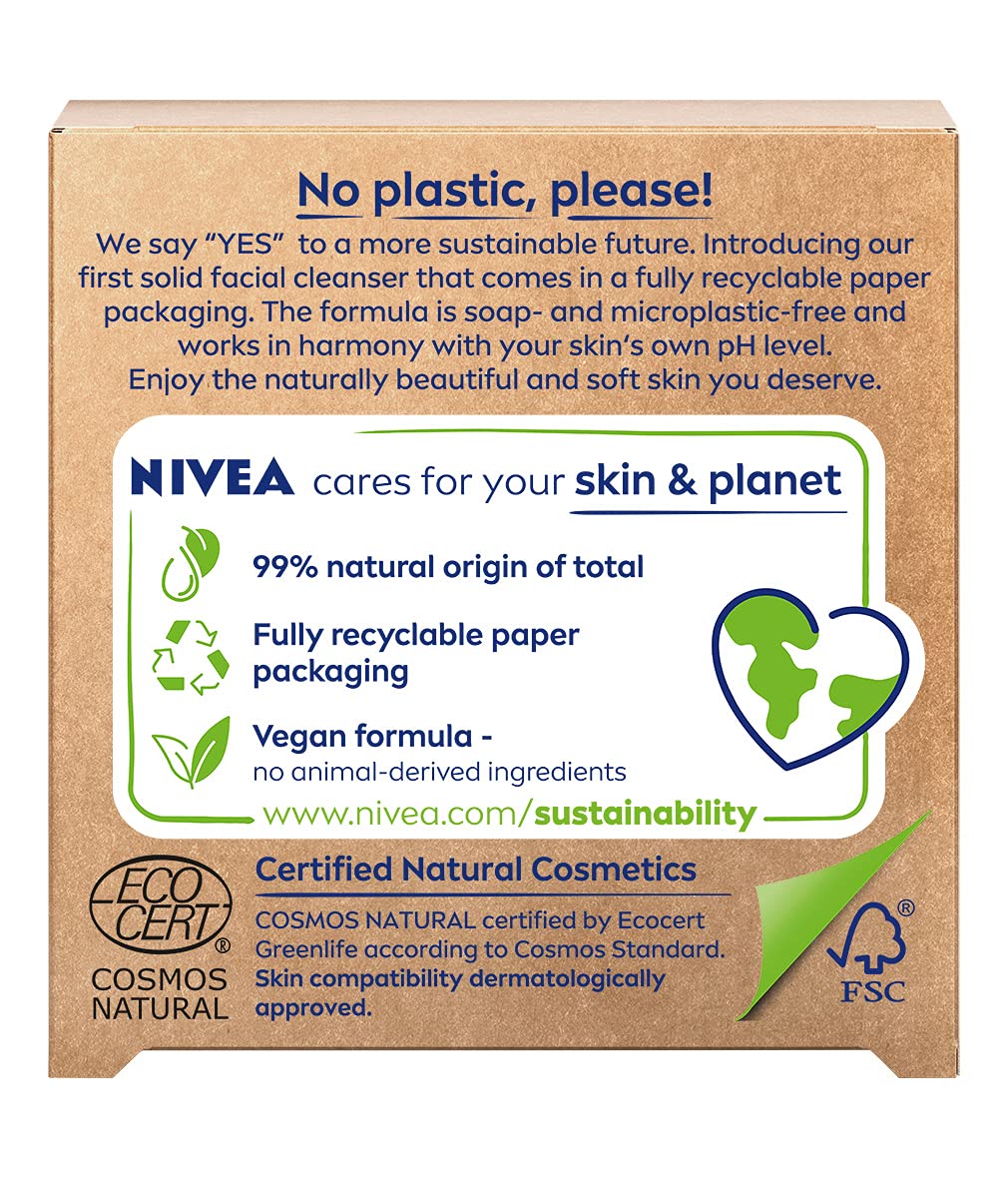 NIVEA MagicBAR Refreshing Almond Oil Face Cleansing Bar (75g), Vegan Face Cleanser, Plastic-Free Facial Cleansing Bar, Facial Cleanser with Recyclable Packaging