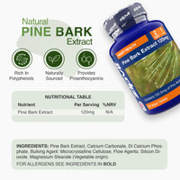Zipvit Pine Bark Extract 125mg, High Strength Supplement, 95% Proanthocyanides, 60 Vegan Tablets, 2 Months Supply