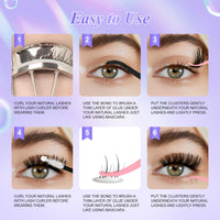fenshine beauty Fenshine Cluster Lashes Individual Lashes Kit 3D WISPY LASH KIT 10-16mm Length DIY Eyelash Extension Individual Soft False Lashes for Personal Use at Home (4 in 1 3D WISPY LASH KIT, MIX 10-16mm)