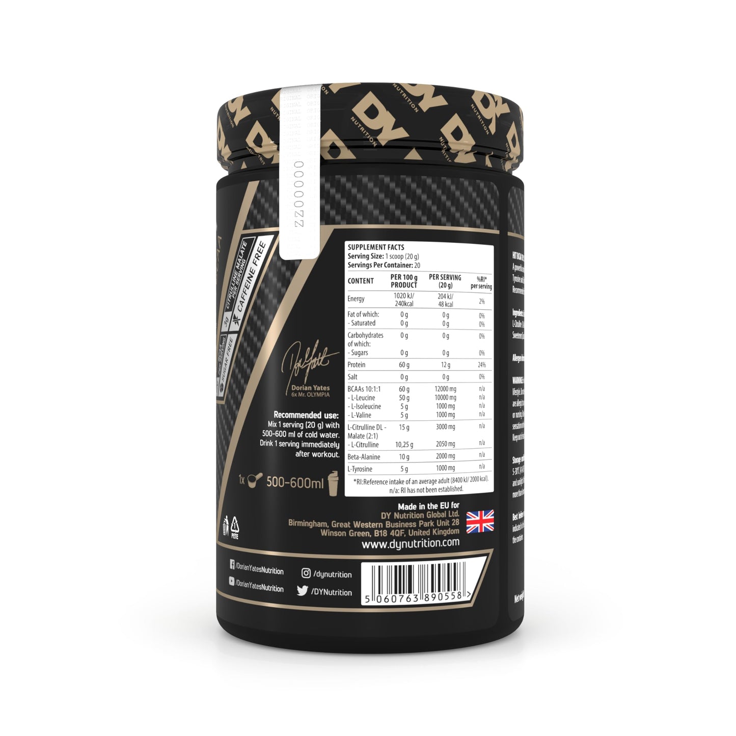 DY Nutrition Hit BCAA 10:1:1 400g Peach