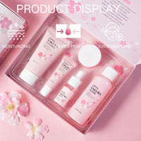 HUAIAN Sakura Skin Care Sets & Kits,Girls Pamper Set, Face Care Sets For Women,Cherry Blossom Skincare Teenage Girls Gifts - Cleanser,Toner,Serum,Eye,Essence Cream - Japanese Skincare
