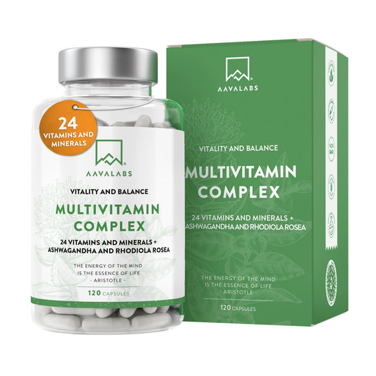 Multivitamin Complex with 24 Vitamins and Minerals + Ashwagandha and Rhodiola Rosea - Multivitamin Tablets for Women and Men - with Vitamin C & Vitamin D - Multivitamins and Minerals - 120 Capsules