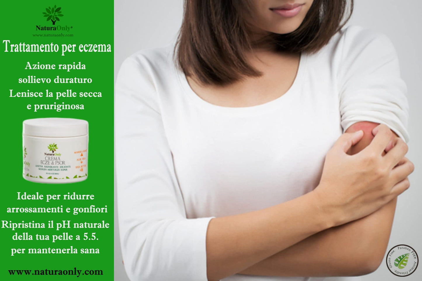 Eczema & Psoriasis Cream Natura Only, For Dry, Irritated Skin, Itch Relief, Dermatitis, Rosacea. Natural 15-in-1 Formula Promotes Healing and Calms Redness, Rash and Itching Fast
