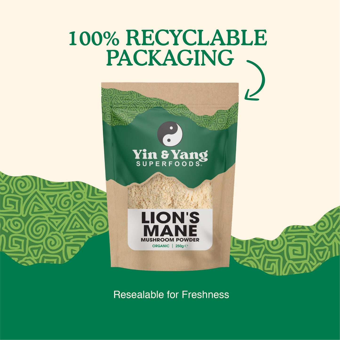 Yin & Yang Superfoods Organic Lion's Mane Powder 100g | Full-Spectrum Extract | Focus