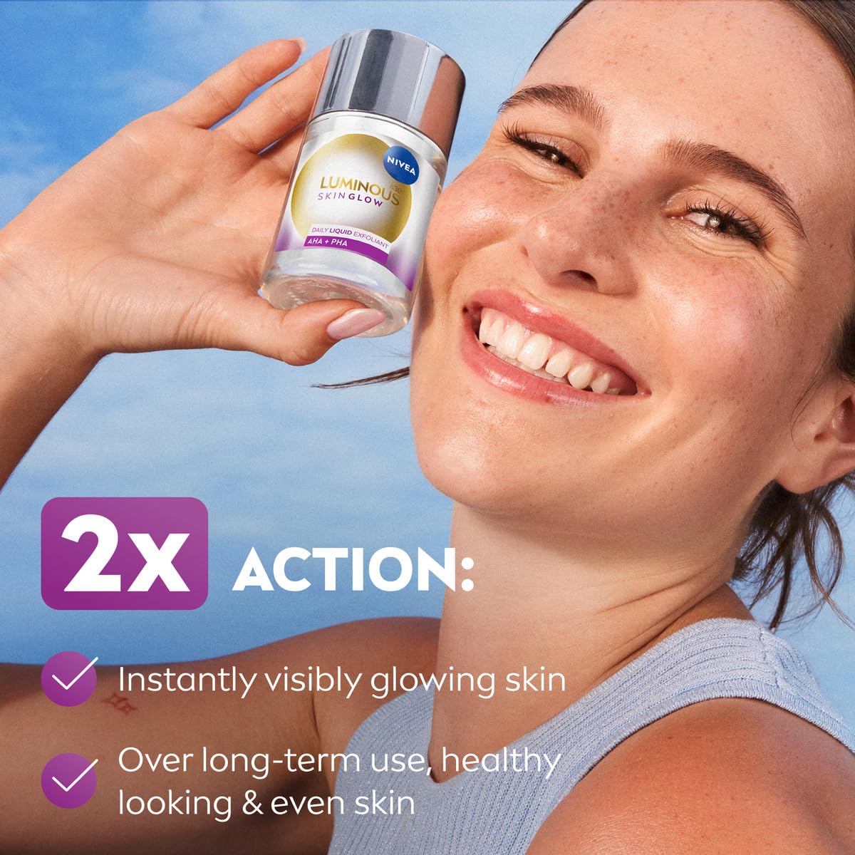 NIVEA Luminous 630 Instant Skin Glow Daily Liquid Exfoliant 100ml, Peeling Face Exfoliator with 4% AHA & 1% PHA, Face Exfoliating Hyperpigmentation Treatment, No Rinse Needed