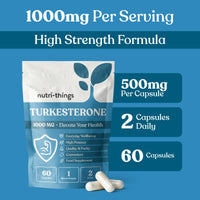 Nutri-things Turkesterone Capsules | Muscle Recovery and Muscle Growth Supplement | Max Strength 1000mg Per Serving | 120 Capsules