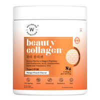 Wellbeing Nutrition Beauty Collagen with Hyaluronic Acid | Collagen Supplements for Women & Men | Collagen Powder with Biotin and Vitamins for Skin Radiance & Anti-Aging | 250g - Mango Peach Flavor