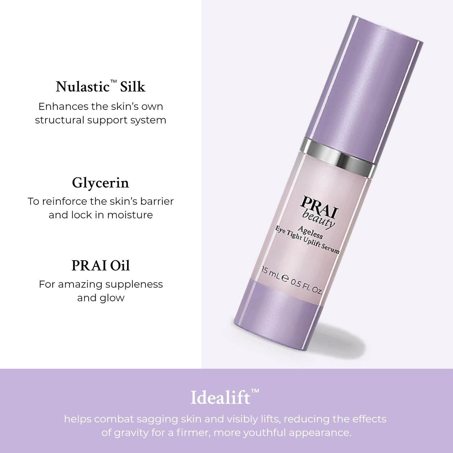 Prai PRAI Ageless Eye Tight Uplift Serum 15ml - Dramatic Instant Eye Lift & Tightening Effect - Anti-Gravity Serum - For Moisturised & Radiant Eyes - Smoothes Wrinkles & Reduces Puffiness