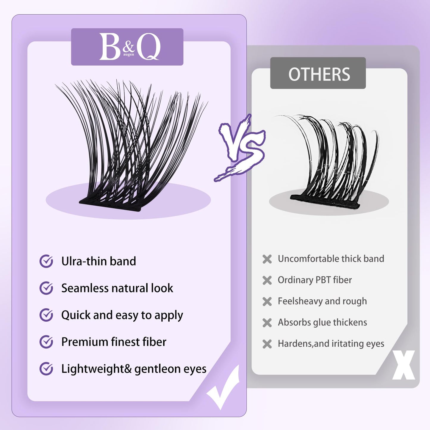 B&Qaugen B&Q Lash Clusters B05, Clusters Lashes 156PCS Individual Lashes DIY at Home