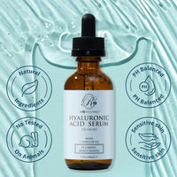 ROSVANEE 5% Hyaluronic Acid Serum 60mL with Panax Ginseng, Hydrating, Moisturizing & Plumping, Strengthens Skin Barrier with 1% Vitamin B5, Niacinamide, Vegan, For All Skin Types