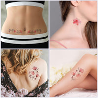 Jeffdad 20 Sheets Flowers Temporary Tattoos Stickers, Watercolor Floral Fake Tattoos for Women's Body Art Arm Back