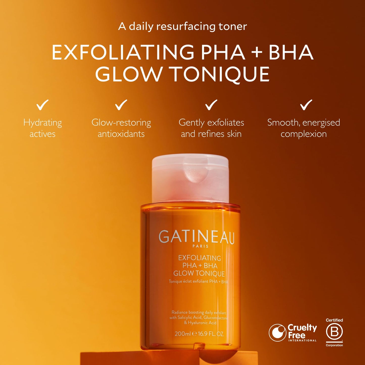 Gatineau GATINEAU Exfoliating PHA+BHA Glow Tonique - 30ml, Radiance-Boosting Acid Toner, Brightens & Hydrates, Refines Skin Texture & Barrier, Glow-Restoring Antioxidants, Travel Size
