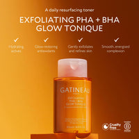 Gatineau GATINEAU Exfoliating PHA+BHA Glow Tonique - 30ml, Radiance-Boosting Acid Toner, Brightens & Hydrates, Refines Skin Texture & Barrier, Glow-Restoring Antioxidants, Travel Size