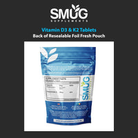 SMUG Supplements Vitamin D3 4000iu & Vitamin K2 200ug (MK-7) - 120 Vegetarian Tablets - Supports Immune System - Promotes Healthy Bones - for Men and Women - Made in Britain