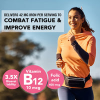 Liposomal Iron Supplement 42 mg (as Ferrous Sulfate) with Folic Acid and Vitamin B12, Increase Iron Levels for Adults, Superior Absorbed and Stomach Friendly (Pack of 1)