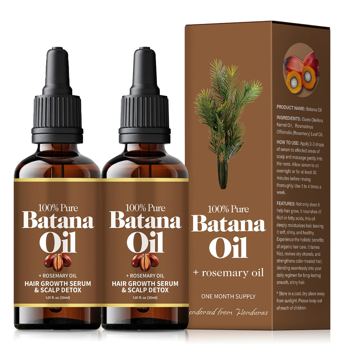 AWHXJLY Batana Oil for Hair Growth Rosemary,Nourishes the Scalp for Strong and Healthy Hair, Reduces Hair Loss,Batana Hair Oil for Women and Ma,30 ml / 1 Fl Oz