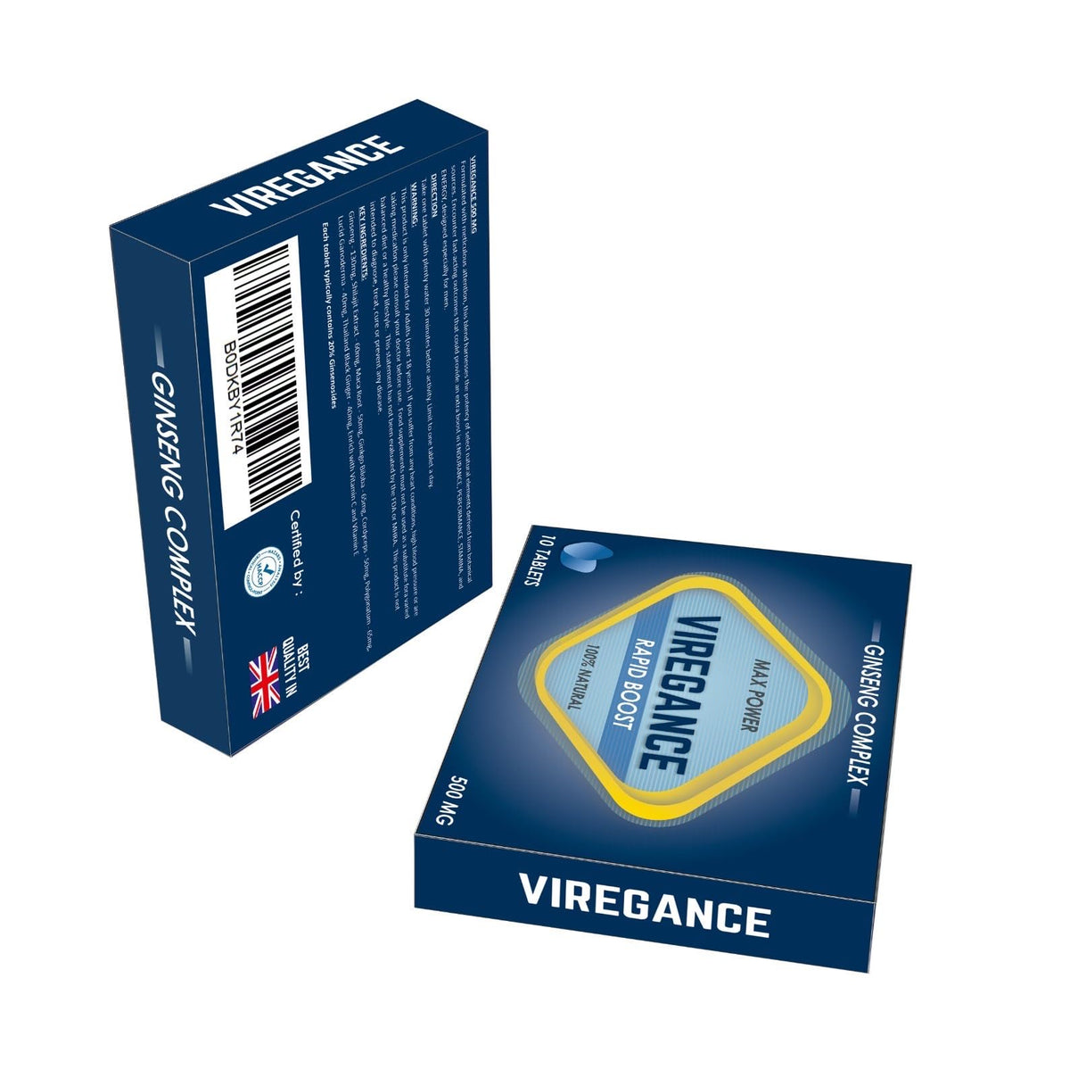 VIREGANCE Blue Tablets - Stronger and Longer for a Confident Performer - Advanced Performance Enhancing, Stamina Endurance Booster Supplement Tablerts for Men - 10 Ginseng Tablets