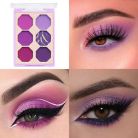 LYNTYAOU Purple Eyeshadow Palette, Pink Make-Up Palettes Shimmer Eye Shadow, Highly Pigmented Matte Shimmering Make up Set, 6 Colour Waterproof Longlasting Eye Shadow Palette
