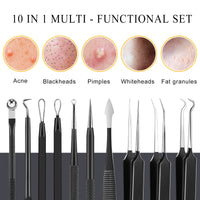 Boxoyx Pimple Popper Tool Kit - 10Pcs Blackhead Remover Comedone Extractor Tool Kit with Metal Case for Quick and Easy Removal of Pimples, Blackheads, Zit Removing, Forehead, Facial and Nose(Black)