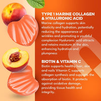 supplmnt. Supplmnt. Marine Collagen Gummies, Hydrolysed Collagen Peptides w/Biotin, Hyaluronic Acid & Vitamin C, Collagen Supplements for Women & Men, Collagen for Skin, Hair & Nails (One Size, Peach)