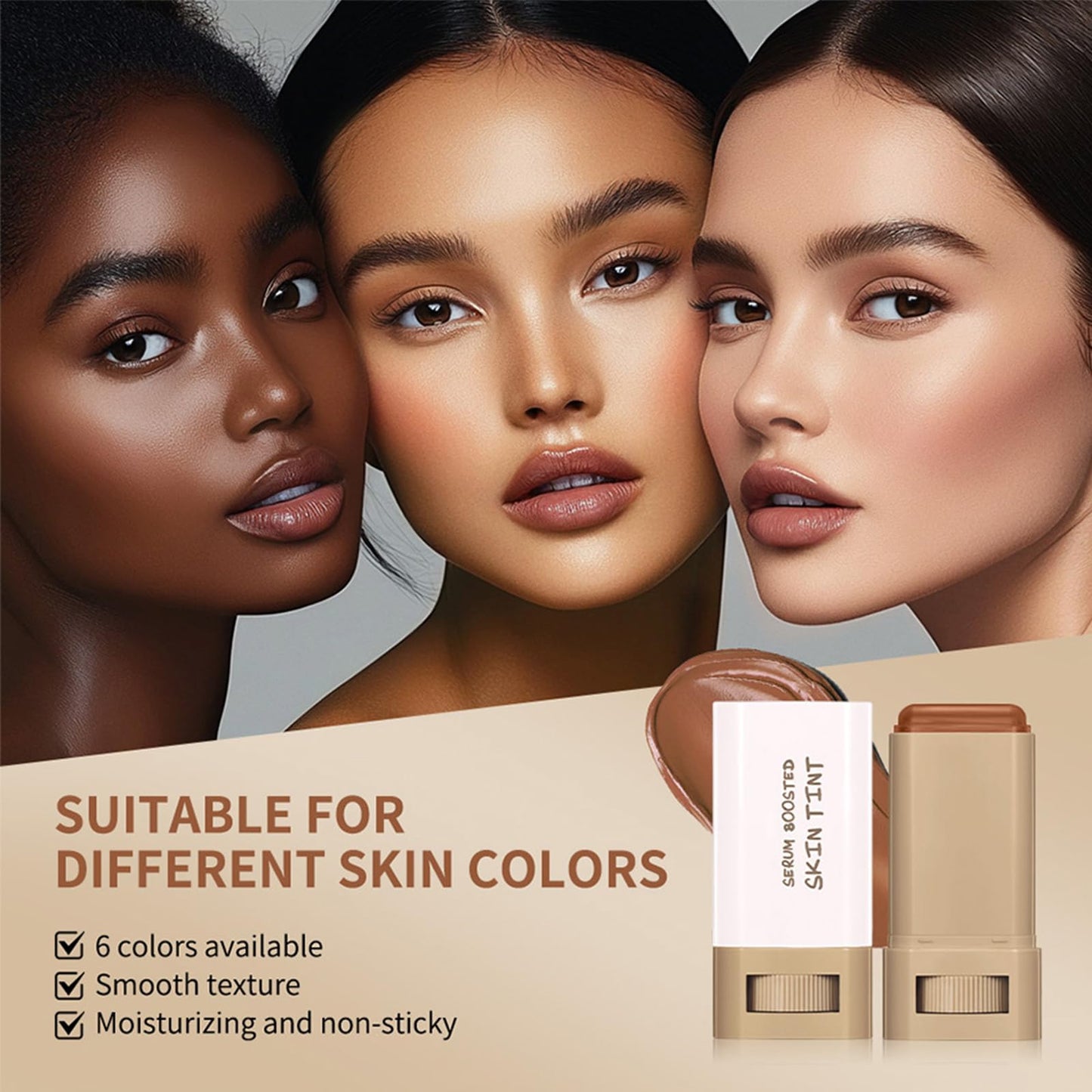 Tinted Moisturizer Stick - Beauty Balm Serum Boosted Skin Tint Concealer - Solid Serum for Boost Skin Tint - Hydrating Full Coverage Concealer - Multiuse Essence Stick